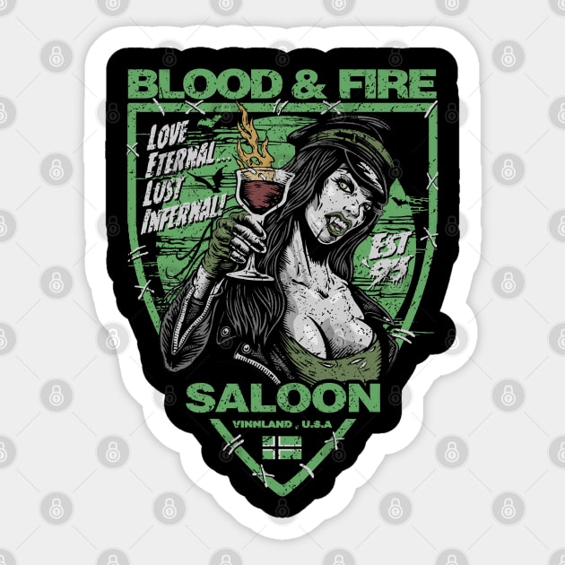 "BLOOD & FIRE SALOON" Sticker by joeyjamesartworx